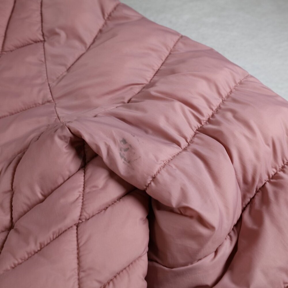 Bebe Puffer Coat with Faux Fur Hood Women's Size S Dusty Rose - Picture 6 of 7